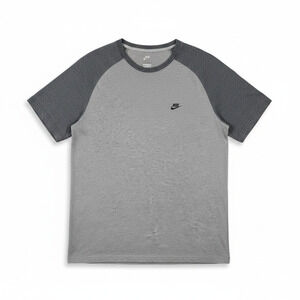 Nike Mens Raglan Performance Swoosh Logo T Shirt Gray XXL Blokecore Athleisure